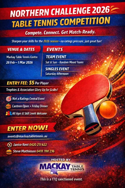 2026 Northern Challenge Table Tennis Tournament